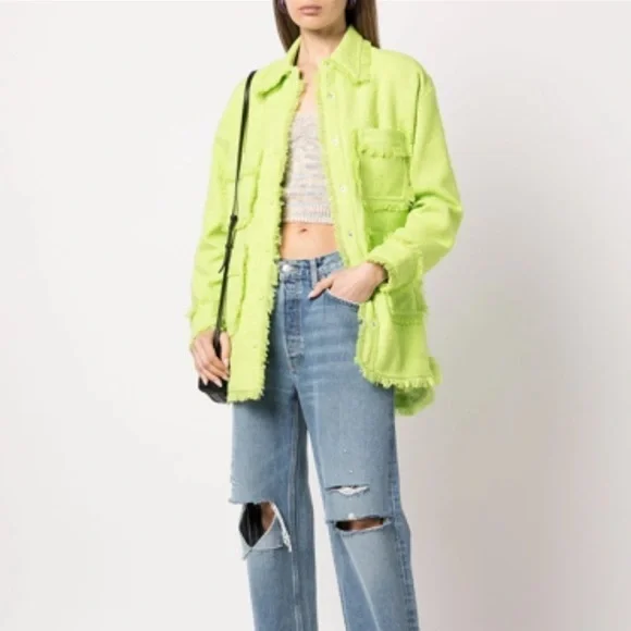 Apparis- NWT Lime Green Callie Tweed Shirt Jacket - Picture 2 of 7